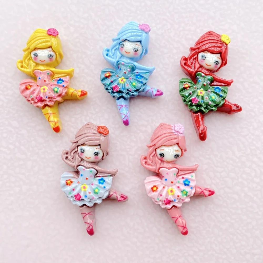 10 Pcs New Kawaii Resin Cartoon Ballet Girl Resin Scrapbook Diy Jewelry Children Gift Hairpin Accessorie