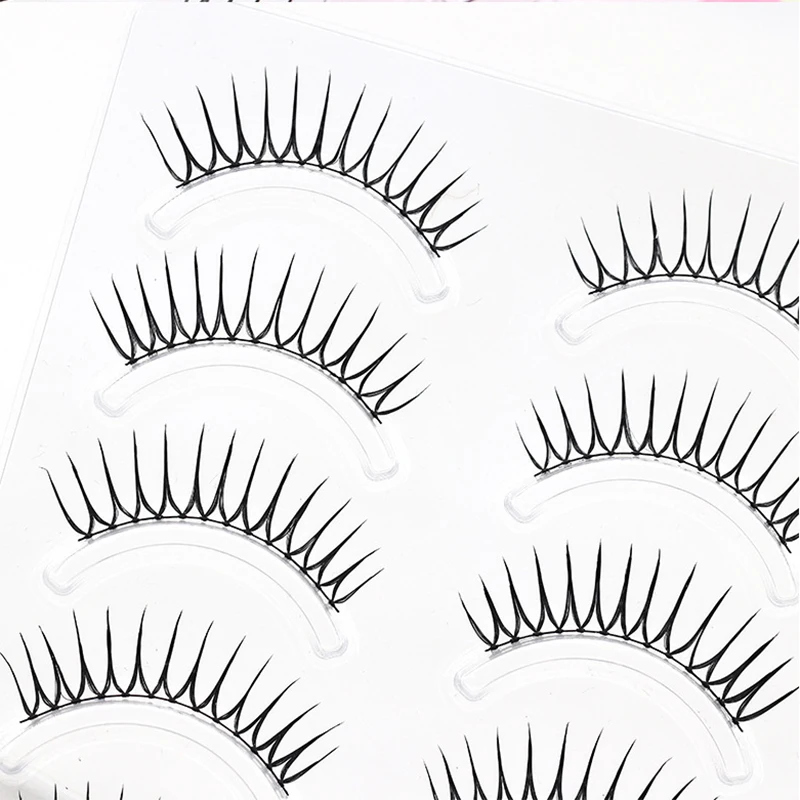 رموش K-Pop Idol 5 أزواج على شكل حرف U رموش مجموعة فتاة طبيعية اختر شريط أسود أو شفاف تأثير رفع العين الطبيعي