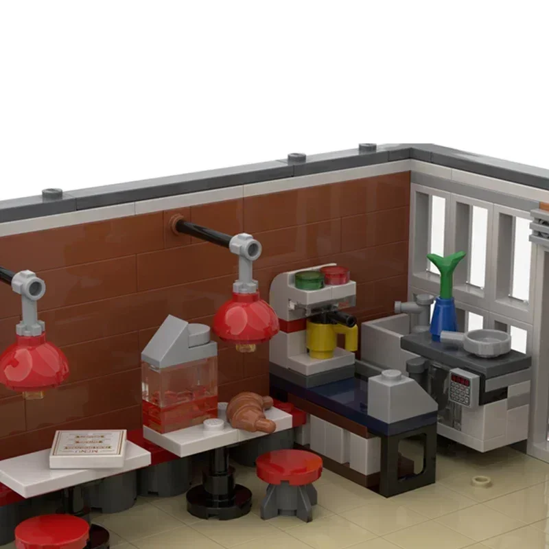 Moc Bausteine Street View Modell Petshop Und Café Technische Ziegel DIY Montage Bau Spielzeug Für Kind Urlaub Geschenke