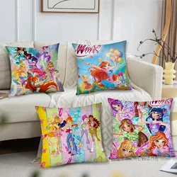 W-Winx Cartoon Clubs Pillow Case Square Pillow Bedroom Sofa Leisure Comfort Cushion Car Living Room Home Decoration 40X40