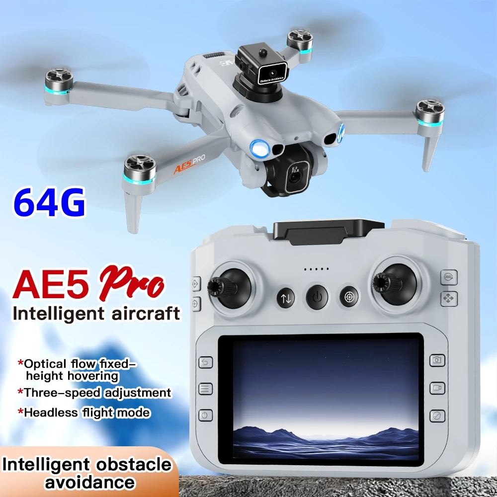 طائرة بدون طيار صغيرة جديدة عالية الدقة كاميرا التحكم عن بعد مع شاشة ذكية لتجنب العوائق فرش السيارات كوادكوبتر درون AE5Pro