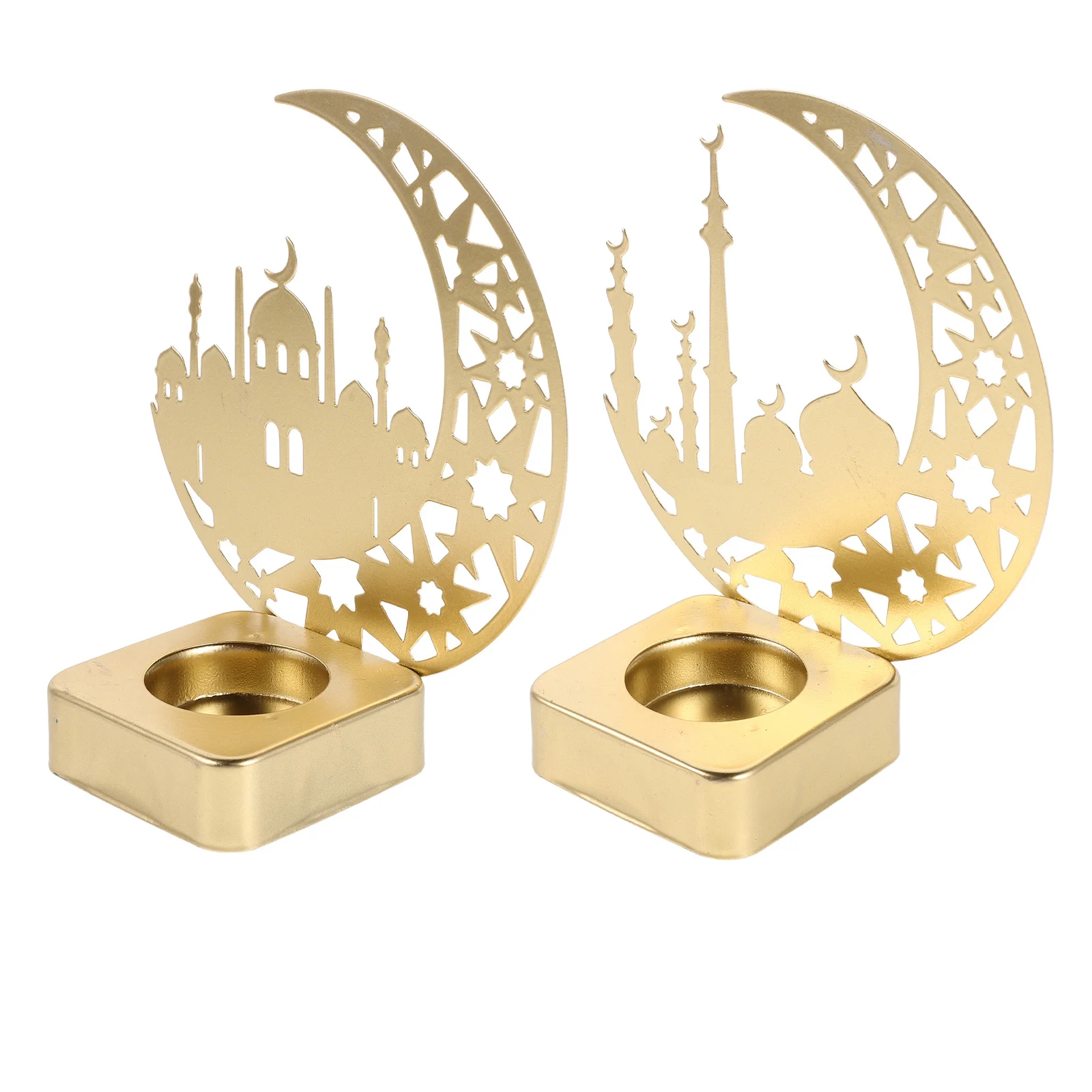 

2pcs Moon Holder Gold Ramadan Decoration Elegant Moonlight Table Centerpiece For Eid Mubarak Celebration Islamic Party