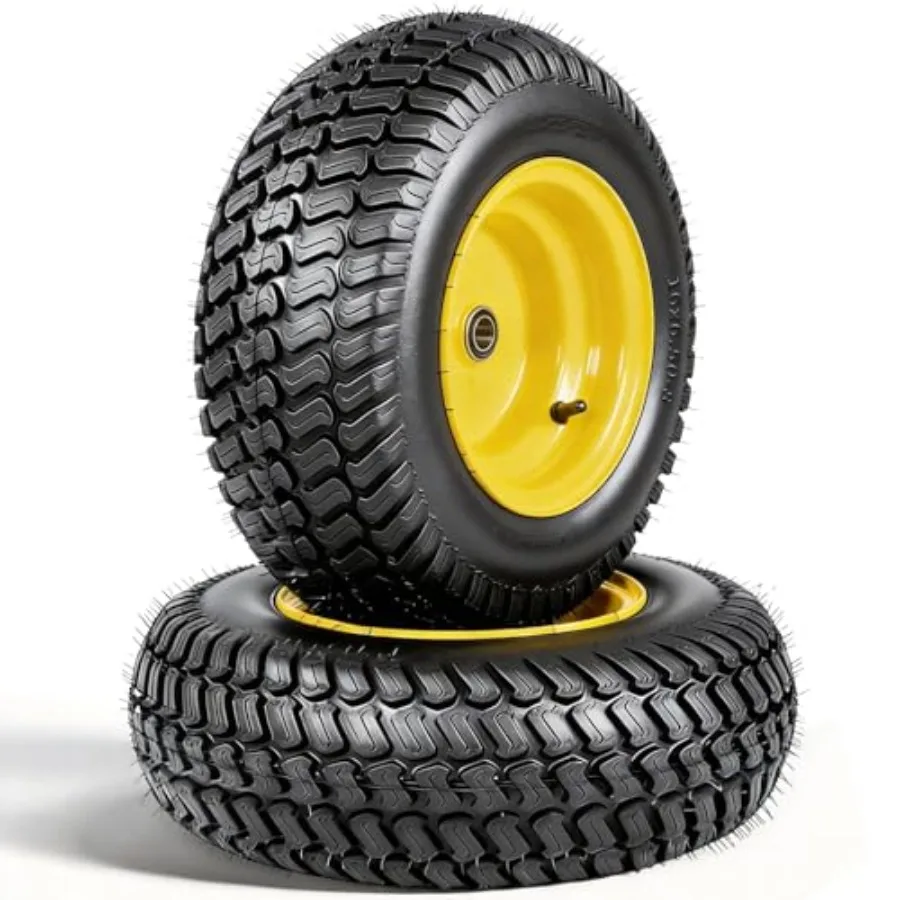 2 Pack Lawn Mower Tire and Wheel, 4 Ply 16x6.5x8 Lawn Mower Tire and Rim, 3