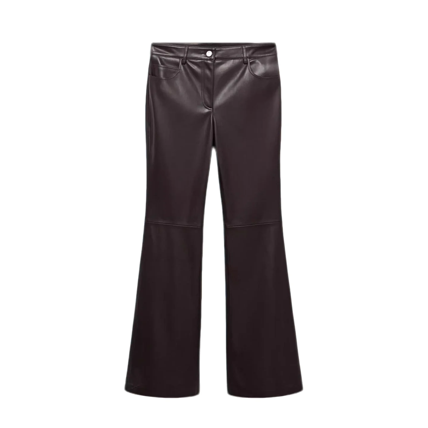 Automne Faion femmes en cuir PU ceinturé évasé jambe allongeant Sexy minceur décontracté en cuir pantalon Long pantalon en Fiber de Polyester
