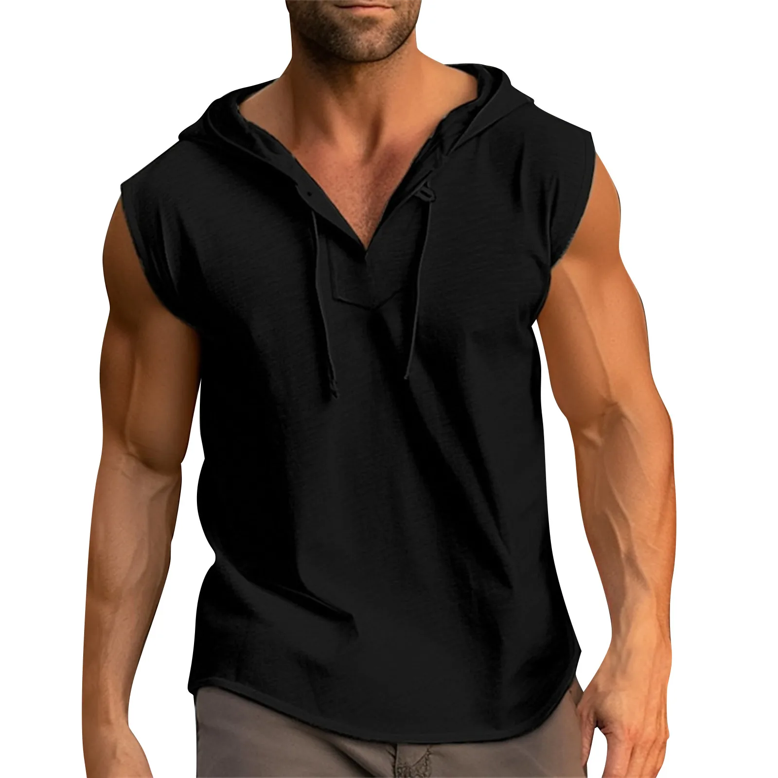 2024 New Fashion Clothing Bodybuilding Muscle Guys Fitness Men Hooded Tank Top Vest Sportswear Sleeveless Shirt Hoodie T Shirt