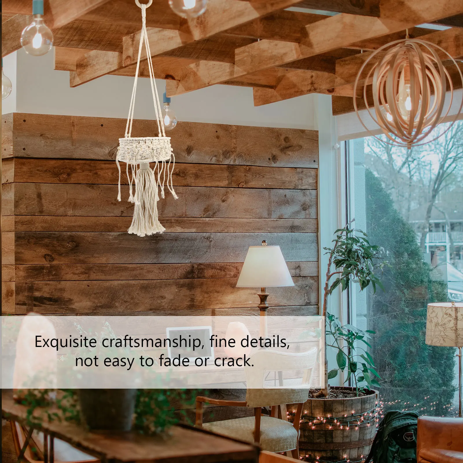 

1Pcs Exquisite Woven Storage Basket Beige Bohemian Style Plant Container Durable Cotton Rope Home Decor Bohemian Style Basket