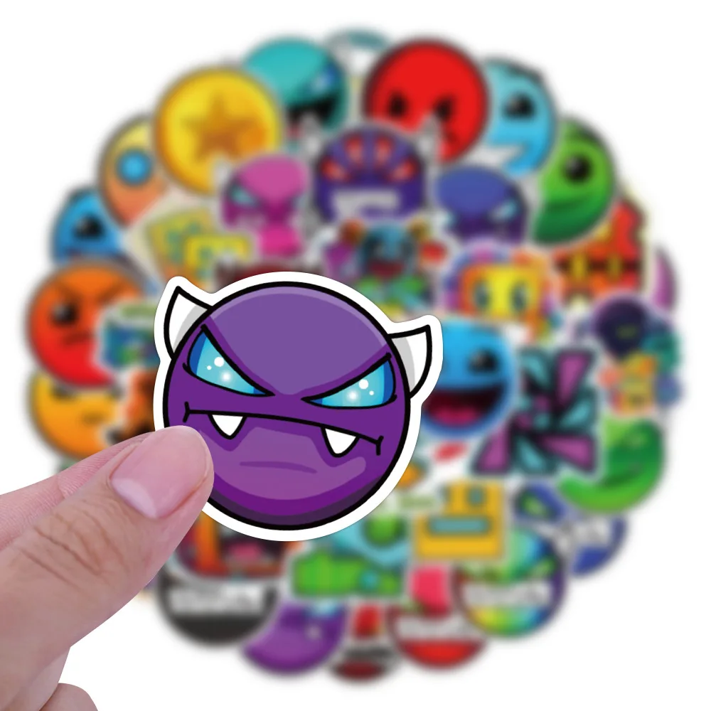 50pcs Geometry Dash Graffiti Stickers  DIY Luggage Laptop Skateboard Bicycle Phone Case Decoration Stickers Toy