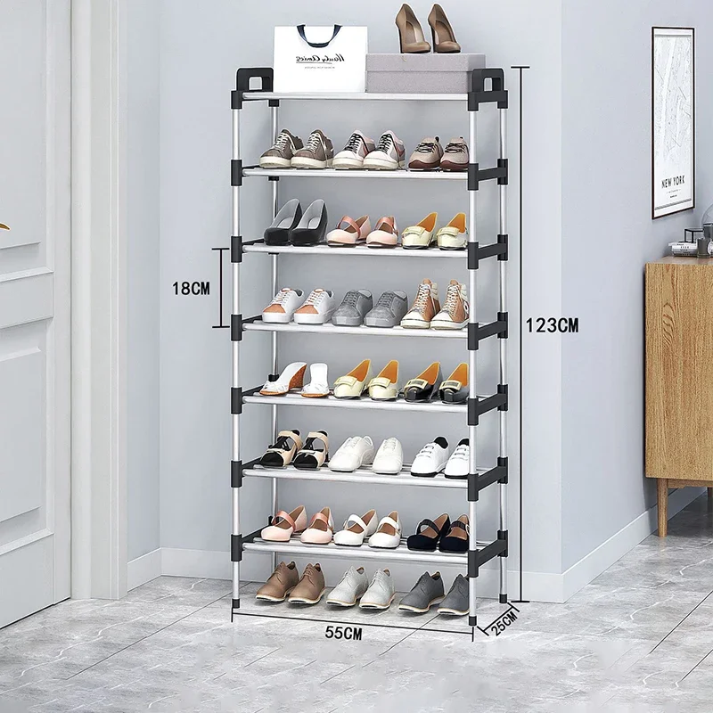 7‑Tier Simple Multi‑layer Dustproof Shoe Rack Space‑Saving Footwear Organizer Quick‑Assembly Shelf For Home Doorstep Hallway Use