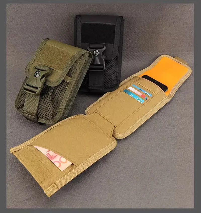 Riñonera de camuflaje multifuncional para hombre, bolsa colgante para teléfono móvil, impermeable, informal, para deportes al aire libre