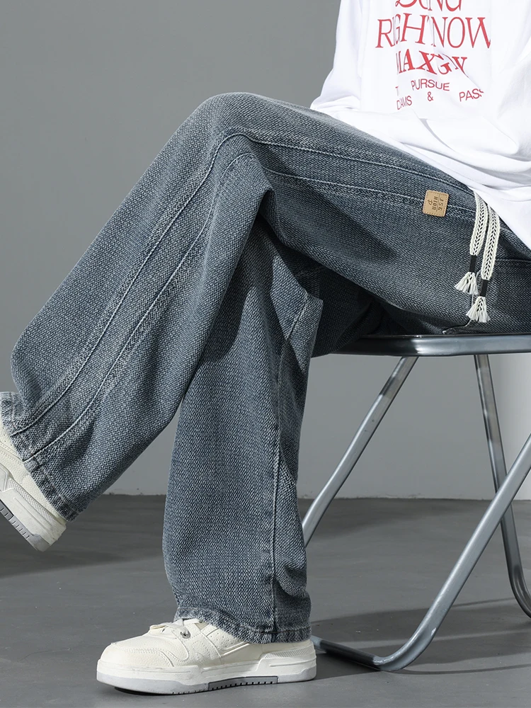 

Loose Fit Men's Jeans Autumn Spring Starry Pattern Wear Resistant Versatile Long Trousers Casual Sle mid Waist Jeans