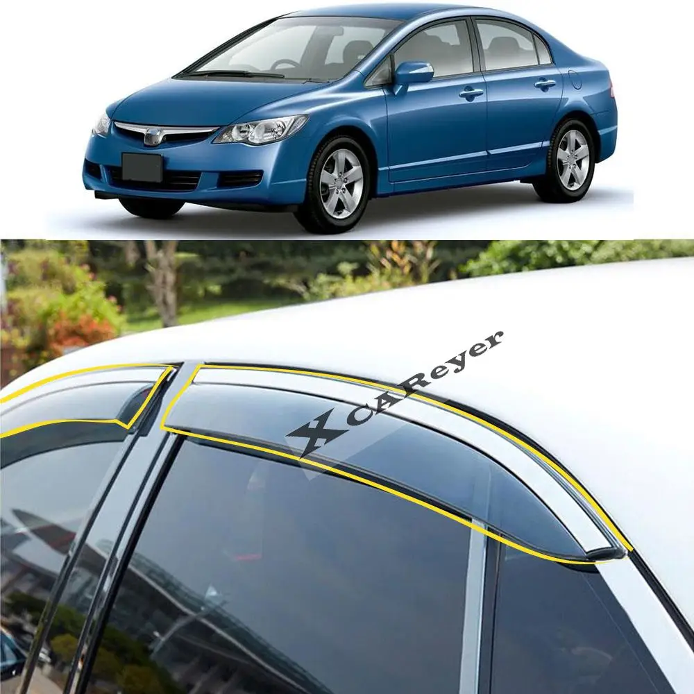 

For Honda Civic 2002 2003 2004 2005 Car Body Styling Sticker Plastic Window Glass Wind Visor Rain/Sun Guard Vent Parts