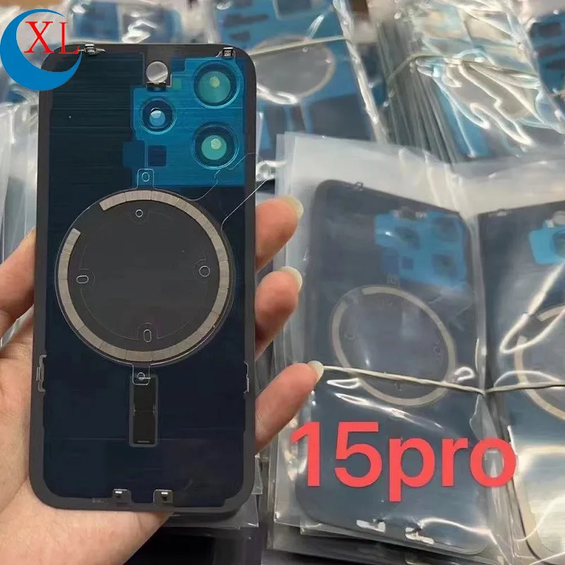 10Pcs Factory Battery Housing with Magnetic Camera Lens Frame Back Glass Cover Replacement for iPhone 15 15Plus 15Pro Max 15Pm