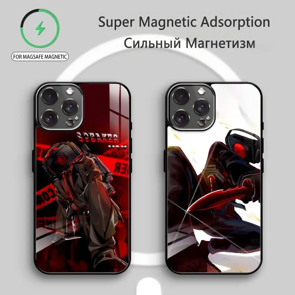 

S-Skibidi Toilet Dark S-Speakerman Phone Case For iPhone17,16,15,14,13,12,11 Plus,Pro Max Magnetic For Magsafe Wireless Charging