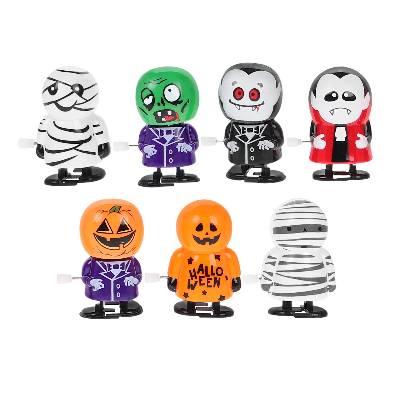 7 Pcs Halloween Wind-up Toys Plaything Pumpkin Clockwork Plastic Funny Design Festival