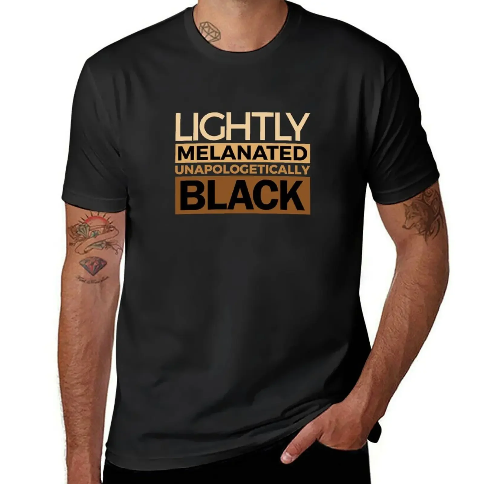 Lightly Melanated Unapologetically Black T-Shirt street wear plus size clothes new edition plain white t shirts men