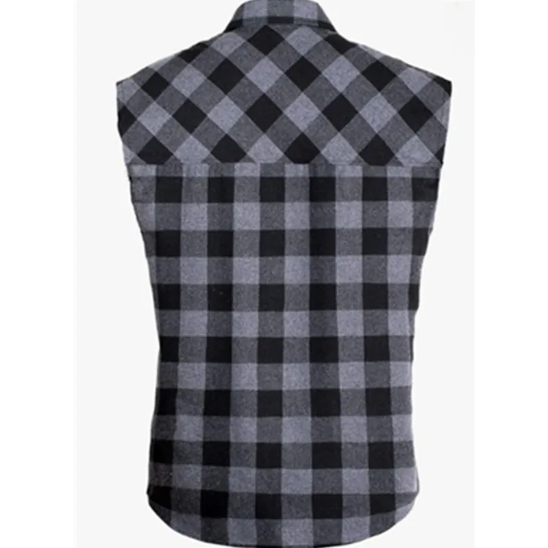 Men\'s Sleeveless Plaid Front Shirt Beach Cool Tops Baroque Short Sleeve Printed Button Clothing Casual Fashion Blouse