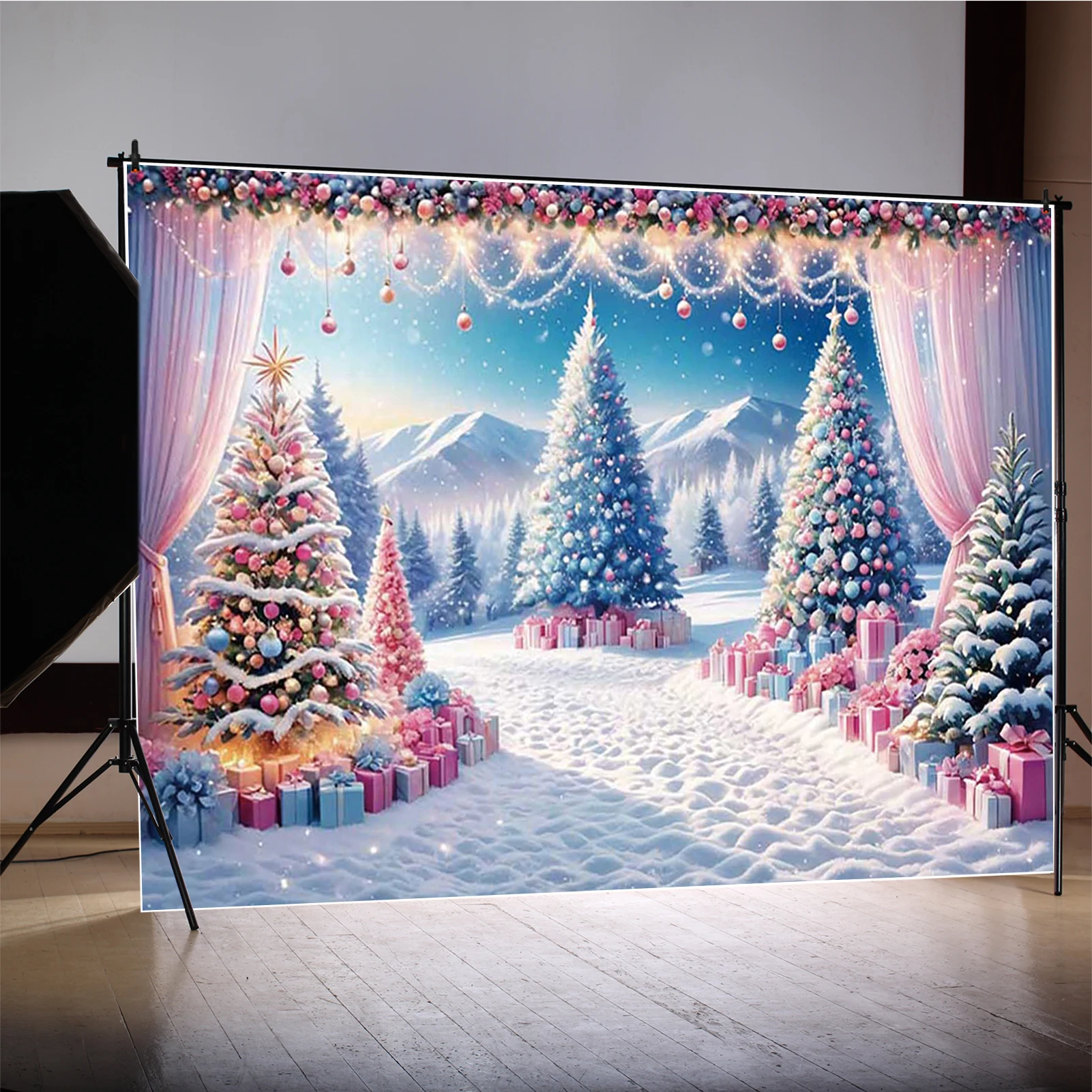 MOON.QG Новый год Рождественские фоны для фотографий Арка Дверь Лесная арка Дверь Фон для фотосъемки Девушка Реквизит для съемки Вечеринка