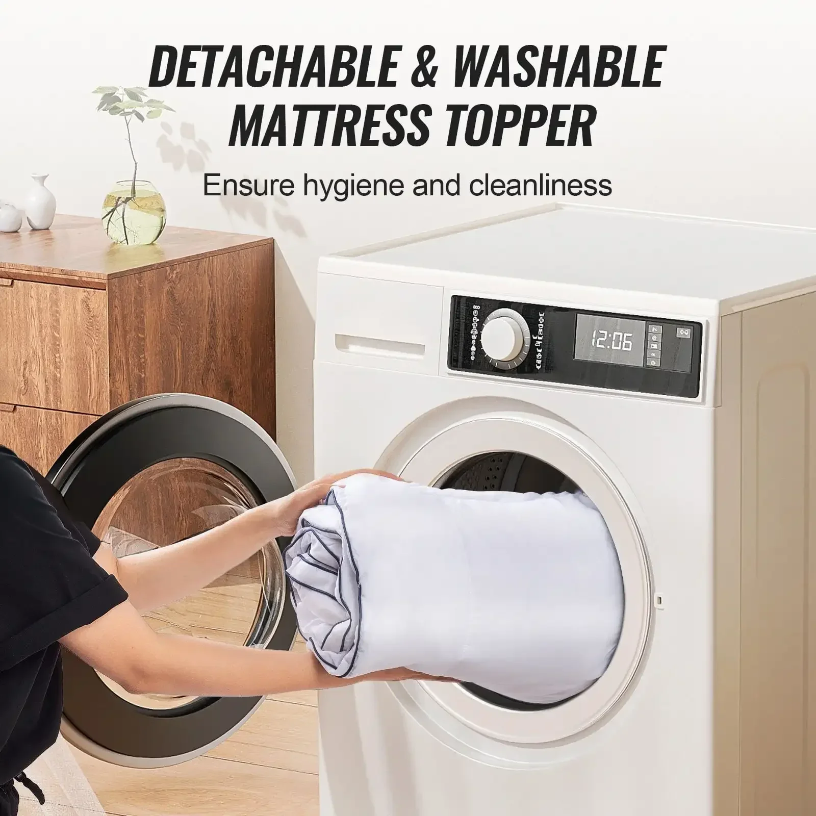 Mattress Topper Premium Memory Foam Fiber Fill King Size Tebal 4