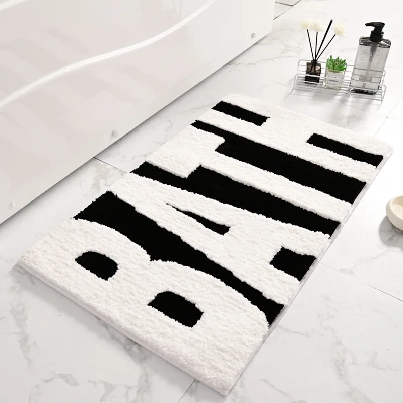 

Bathroom Rugs Home Floor Mat Super Absorbent Toilet Carpet Door Foot Mats Bath Non-slip Rubber Shower Rug Polyester