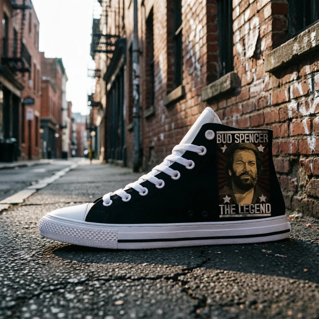 Zapatos altos personalizados de Bud Spencer, estampado clásico de estrella de cine, zapatillas de lona personalizadas, calzado diario retro unisex para la calle