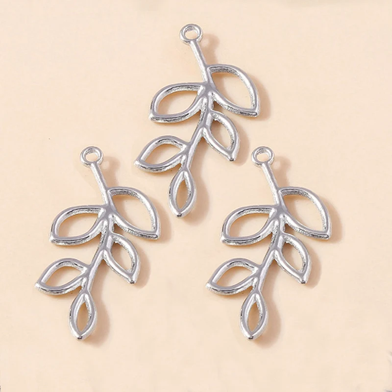 Leslie 20 Stück Metall-Laubanhänger aus Legierung, Baumblätter-Anhänger für Armbänder, Halsketten, DIY-Schmuckherstellungszubehör – Detail 5