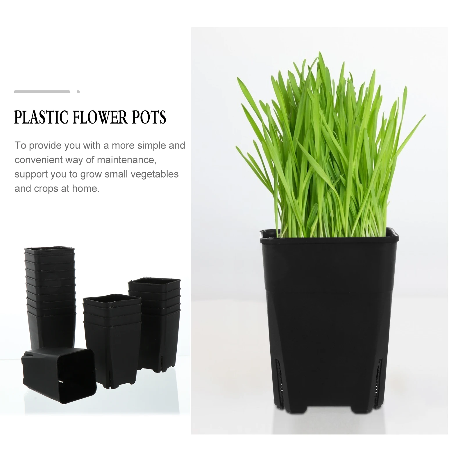

20 Pcs Square Plastic Flower Pots Air Permeable Durable Water Saving Balcony Garden Nursery Home Office L scaping