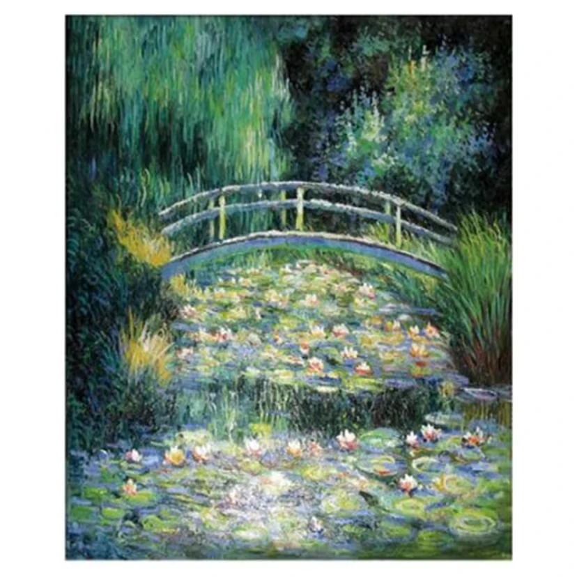 5D-Diamantgemälde zum Selbermachen, „Seerosen und japanische Brücke Claude Monet“, Diamantgemälde, Heimdekoration, Geschenke