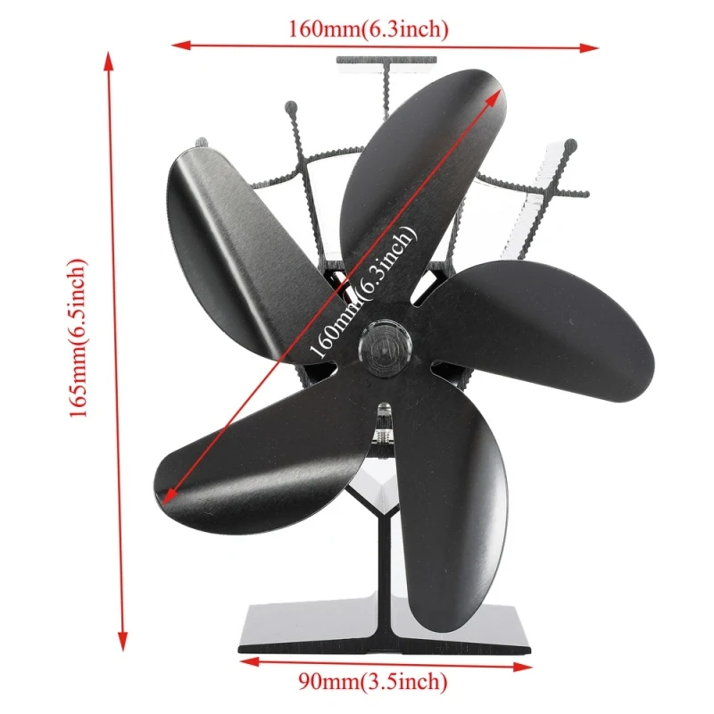 5 Blades Warmte Aangedreven Kachel Haard Fan Log Hout Brander Eco Vriendelijke Rustig Thuis Efficiënte Warmteverdeling Energiebesparende Fan