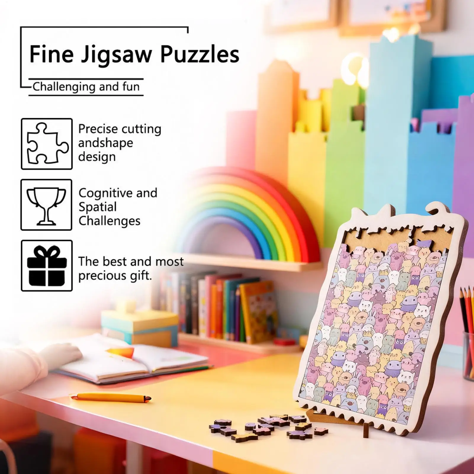 Quebra-cabeça de animais de madeira, decoração de casa, quebra-cabeças de animais para adultos, adolescentes, colecionadores, reuniões de família, jogo noturno