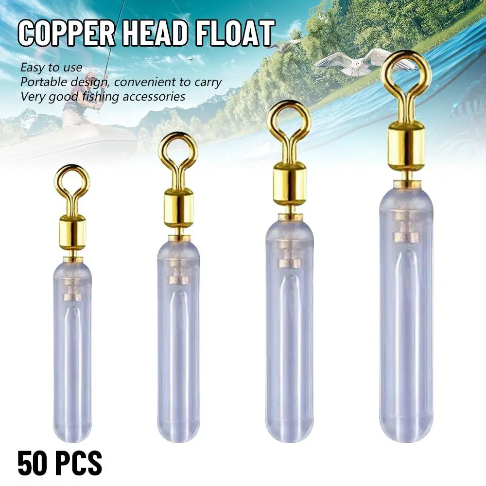 50pcs Hot Silicone 4 Size Rotation boia Floating Anti knot Fishing Floats Flotteur Buoy Copper Head Float