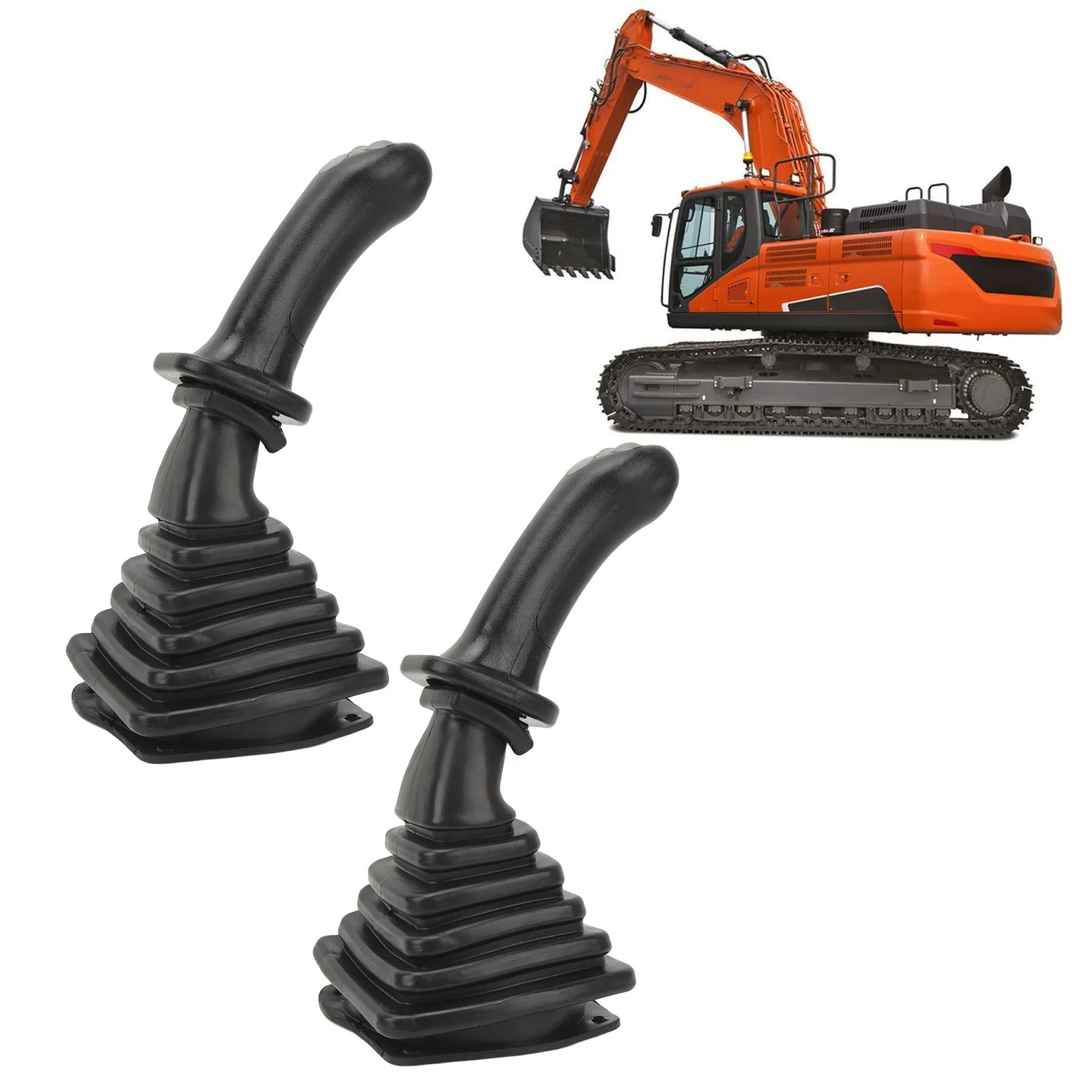 2Pcs 3 Button Excavator Joystick Handles with Dust Cover Replacement for Doosan DH DX150 215 225 300 370‑9C