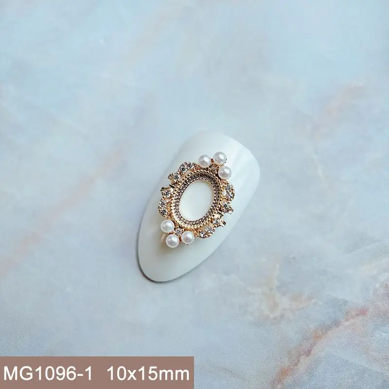 10pcs/lot Oval Drop Hollow Nail Charms Jewelry Luxury Nail Parts Gems Stones Crystal Rhinestones Nail Art Decoration Accessories