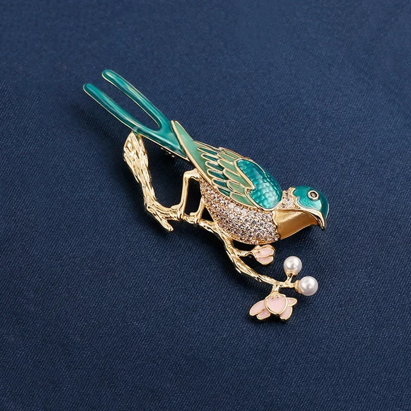 1 قطعة بروش الطيور الموضة للنساء الرجال الطيور الرجعية على فرع نمط دبابيس دبابيس مجوهرات اكسسوارات هدايا الحفلات 2025