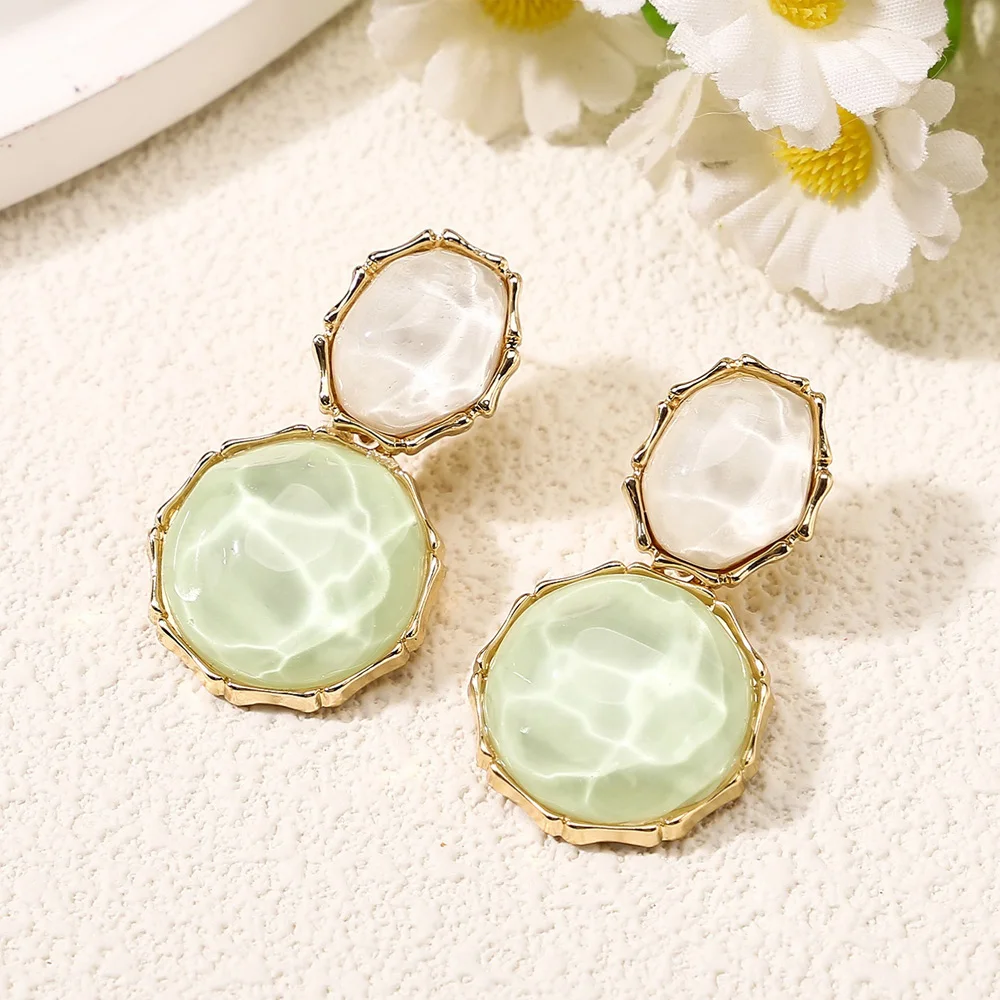 Creative Design Water ripple Resin Women\'s Earrings Fashion Summer Irregular Geometry Candy Color Earrings Jewelry