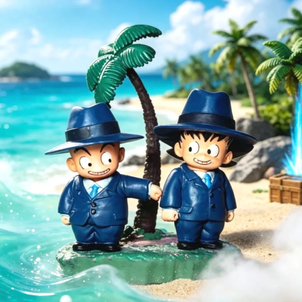7cm/2,76 Zoll Anime-Figur Set Krillin und Goku Dragon Ball Actionfiguren PVC-Statue Desktop-Sammlermodell Spielzeug Geschenke
