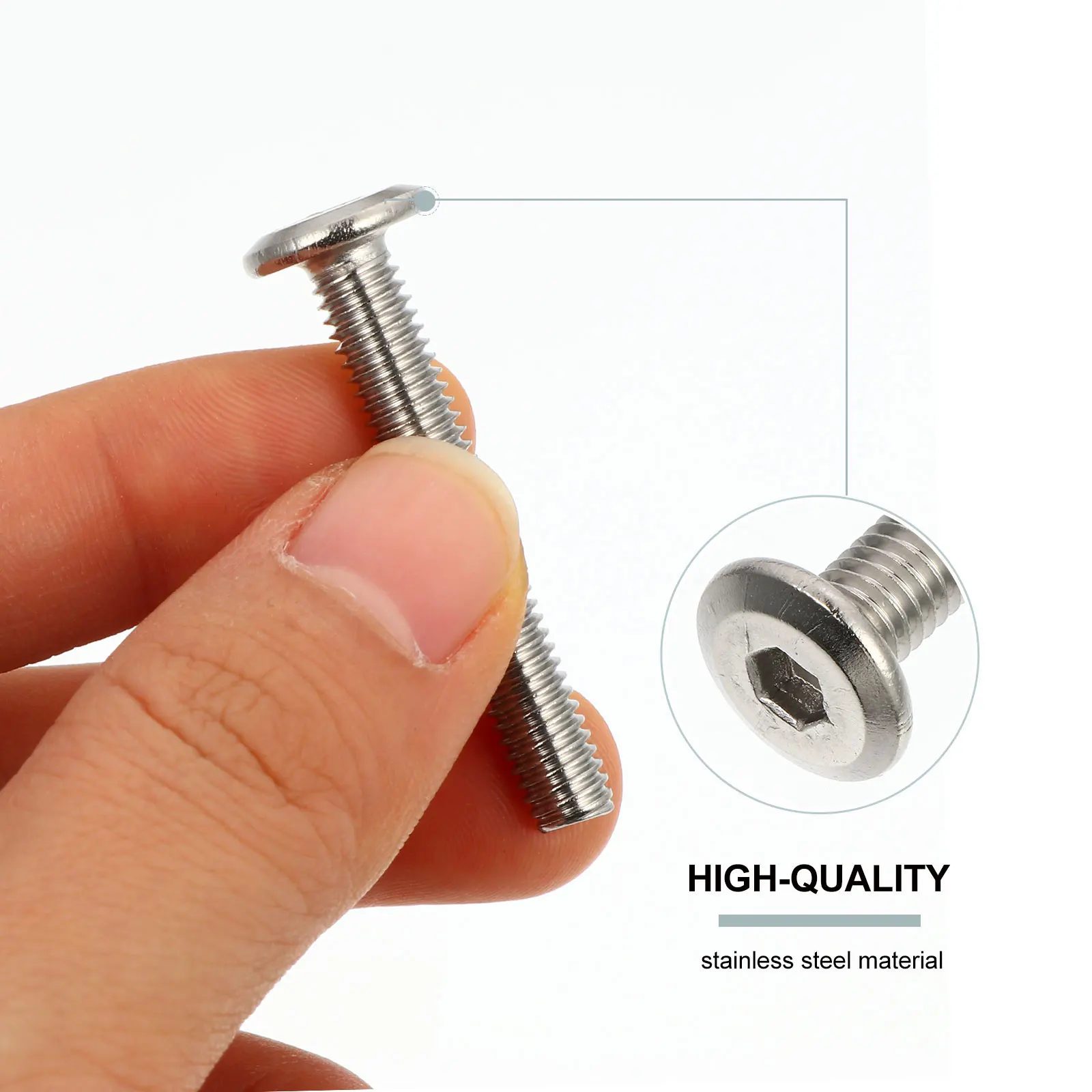 

50 PCS Socket Head Stainless Steel Screws for Wood Furniture High Hardness Anti Rust Threaded Fastener Bolt Wide