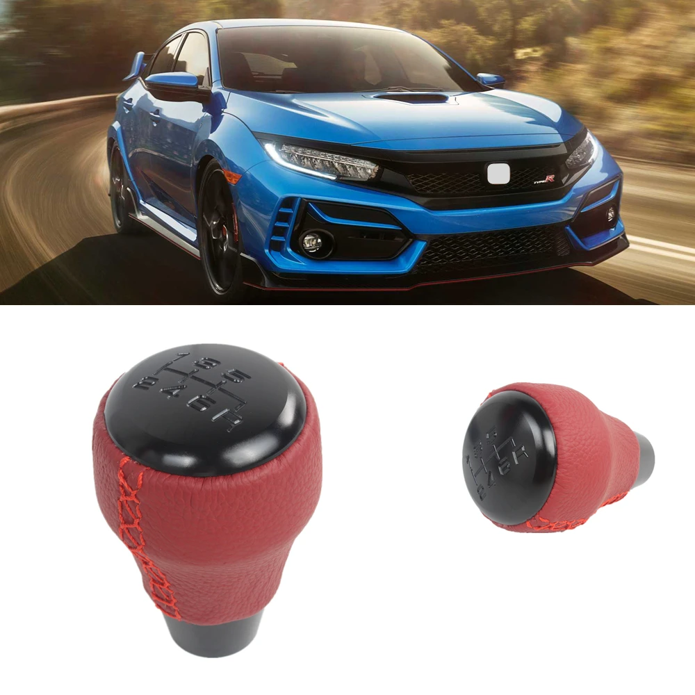 6-biegowa gałka zmiany biegów ze skóry PU do Hondy Civic Type R 2017 2018 2019 2020 2021