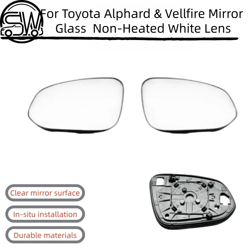 

For Toyota Alphard & Vellfire 2015-2022 Door Wing Mirror Glass Left Right Non-Heated White Lens