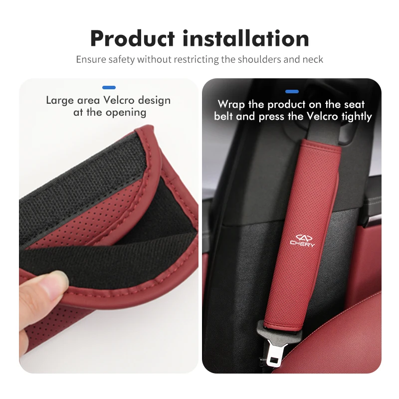 1PCS Car Seat Belt Cover Adjustable Leather Safety Shoulder Pad For Chery Tiggo 5 2 3 7 PRO 8 5X Amulet IQ QQ Fulwin Face