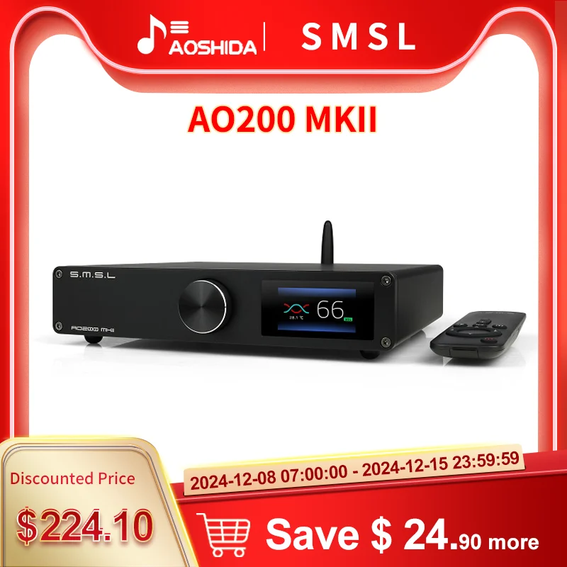 SMSL AO200 MKII HIFI Digital AMP MA5332MS Chip High Power Stereo Amplifier XLR/RCA/USB/Bluetooth 5.0 Balanced Input SDB Sound