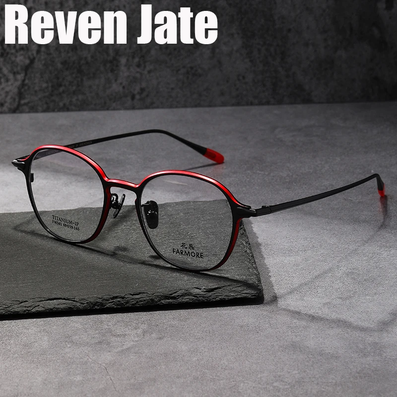 Reven Jate FM041 Round Optical Glasses Pure Titanium Frame Prescription Eyeglasses Rx Women for Female Eyewear