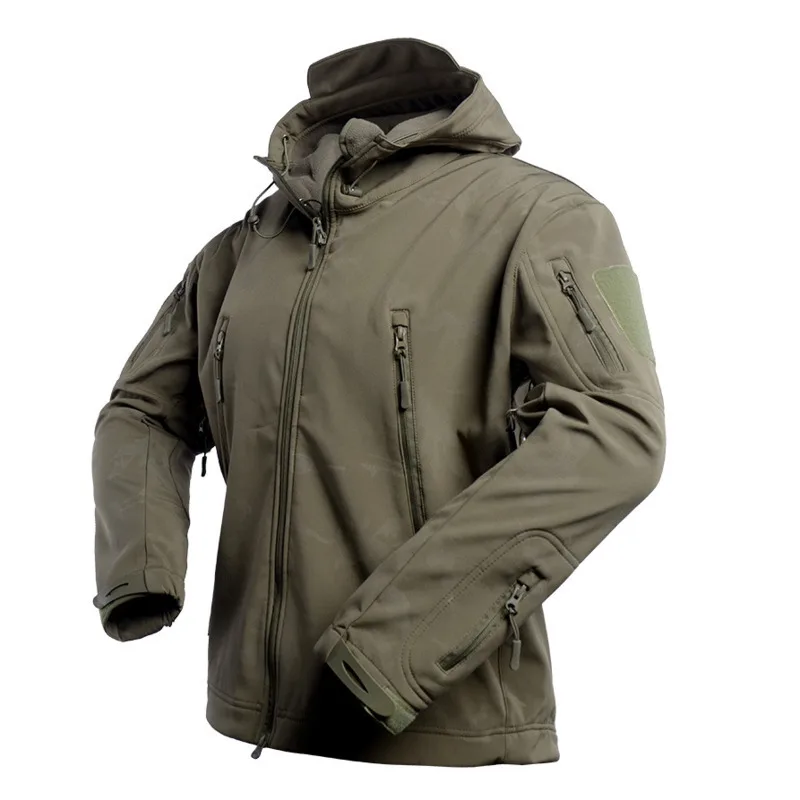 Fall Winter Fleece Jacket for Men Soft shell Tactical Waterproof Army Camouflage Coat Airsoft Clothing Multicam Windbreakers