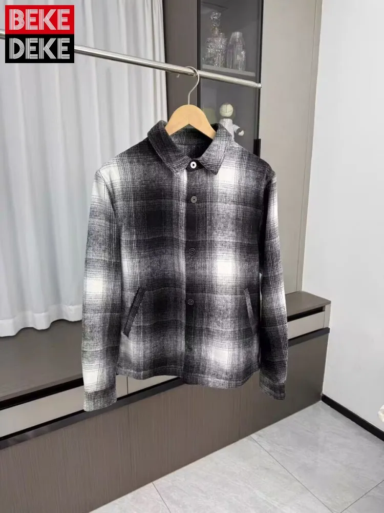 

Men Spring Classic Plaid Turndown Collar Shirt Long Sleeve Single Breasted Vintage Shirts Fashion Casual Tops Hot Sale Male Coat