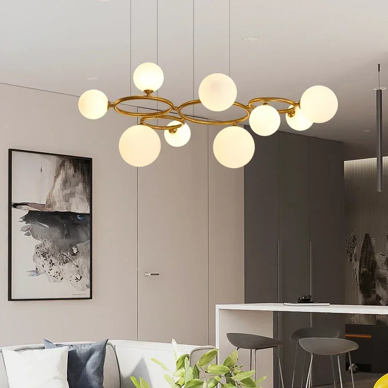 Magic Beans Hanging Lamp Glass Pendant Light Luxury Artistic Smoke Grey Glass Chandelier Lamps for Living Room Luminaria