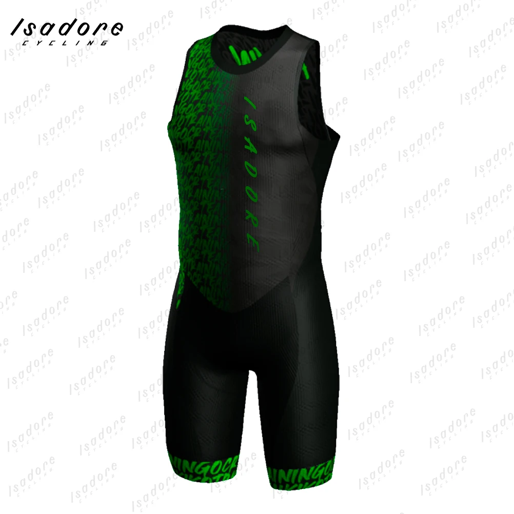 ISADORE-Sleeveless Triathlon Skinsuit for Men, MTB Cycling Jumpsuit, Running Bike, One Piece Clothes, Summer