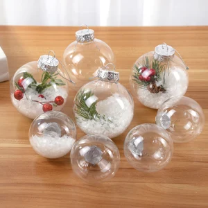 Transparentes plastisches filbares Weihnachtskugell -Ornament, Weihnachtsbaum -Hänge -Bauer -Anhänger, Home Decoration Gift, 6PCS, 2024 10 Hauptverkäufe transparente Weihnachtsbälle - №5
