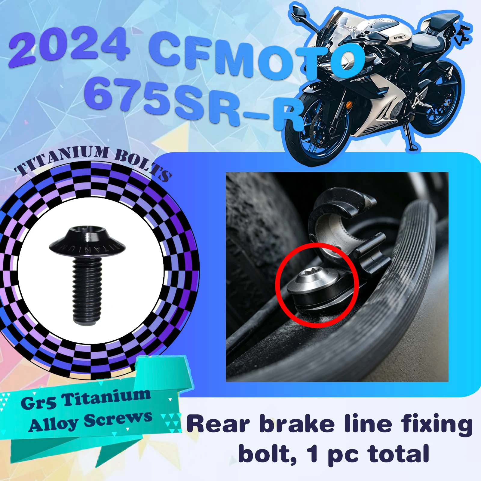 Full‑Set Modified Titanium Alloy Screws for CFMOTO 675 SR‑R 2024 Motorcycle