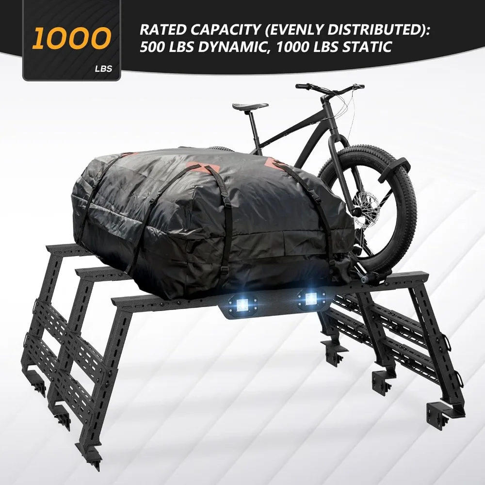 Cargo Carrier Bed Racks Adjustable for Trucks and SUVs, Compatible with Various Models Including Silverado, Sierra, Ram, Tacoma,