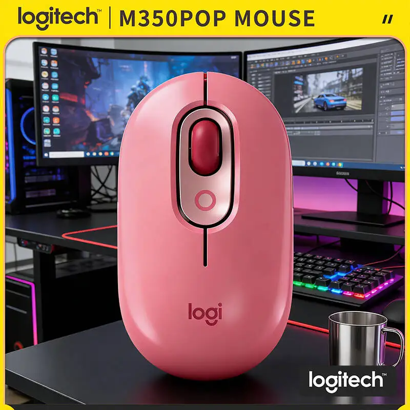 

Eco-Friendly Logitech M350 POP Mouse Recycled Plastic Silent Scroll Multi-Device for Laptop PC Mac Home Office