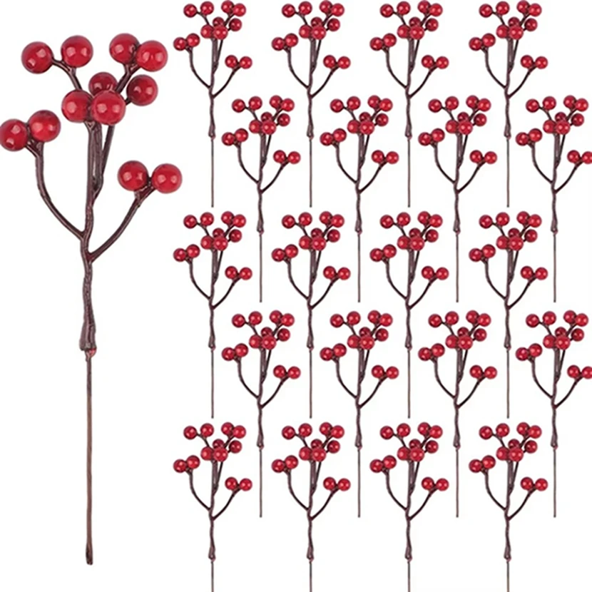 Künstliche Pflanzen Holly Little Red Fruit Günstige Weihnachten Zuhause Outdoor Garten Festival Party Innenhof Hochzeit Dekor DIY Geschenkbox